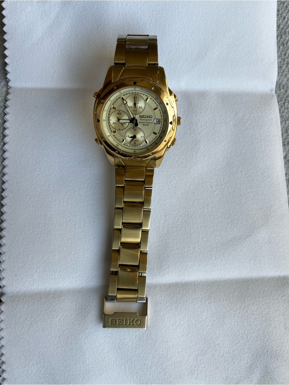 Vintage Seiko Chronograph Alarm 7T32 Gold Tone Watch | Rare 90s Seiko | $225 OBO